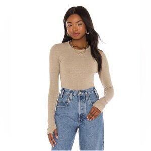 ENZA COSTA | Lurex Rib Long Sleeve Fitted Crewneck Top